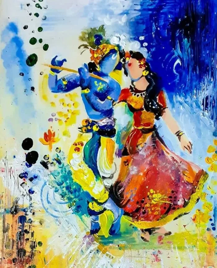 Radha Krishna Abstract Painting